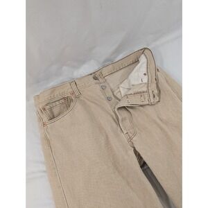 Vintage Levis 501 Jeans Mens 34x34 Beige Made USA Button Fly 90s (Tag 36x34) EUC
